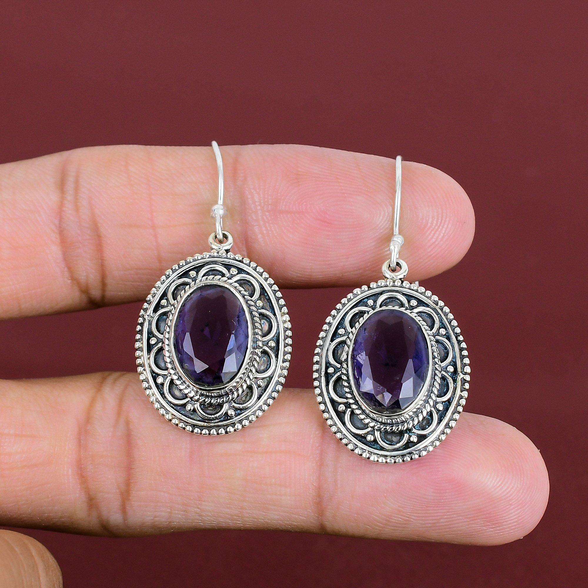 Faceted African Amethyst Earring Antique Vintage Earring 925 Sterling Silver Earrings Dainty Jewelry Gemstone Handmade Earring Wedding Gifts