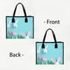 Cute Easter Bunny Tote Bag Casual Spring Tulip Printed Handbag Fashion Large Capacity Reusable Shopping Tote