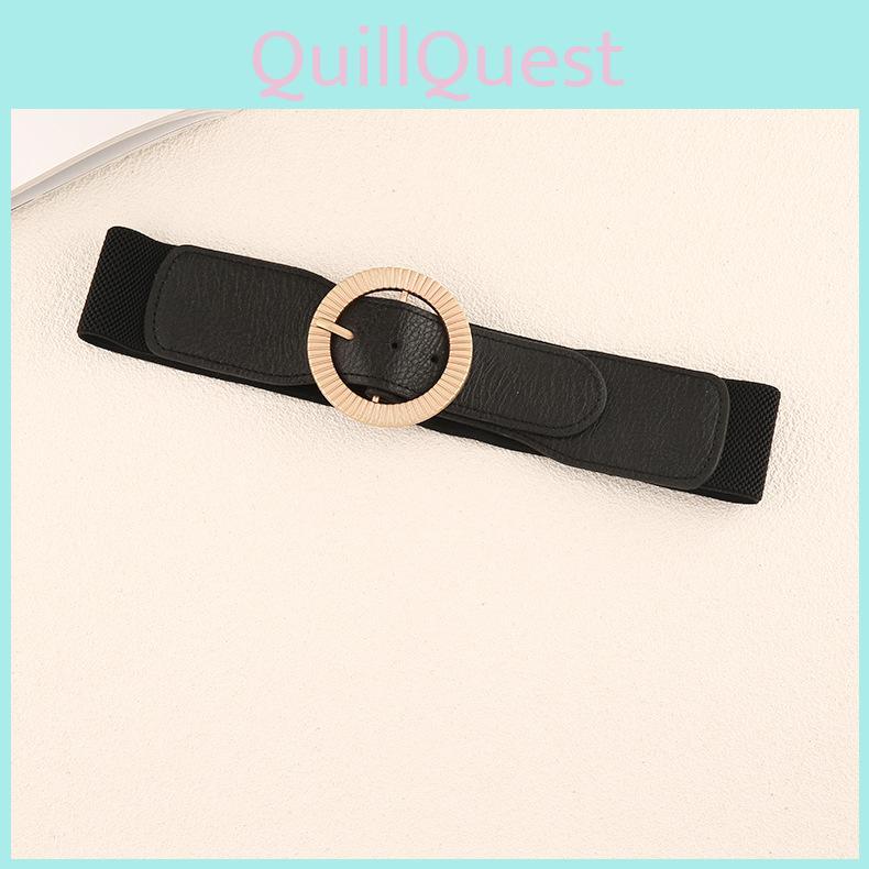 Women Faux Leather Belt With Alloy Round Buckle And Adjustable Fit For Casual Wear