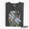 Retro Dragonfly Wildflower Graphic Tee, Botanical Garden Fairy Shirt, Vintage Whimsical Nature Top, Comfort Colors® Dragonfly Gift