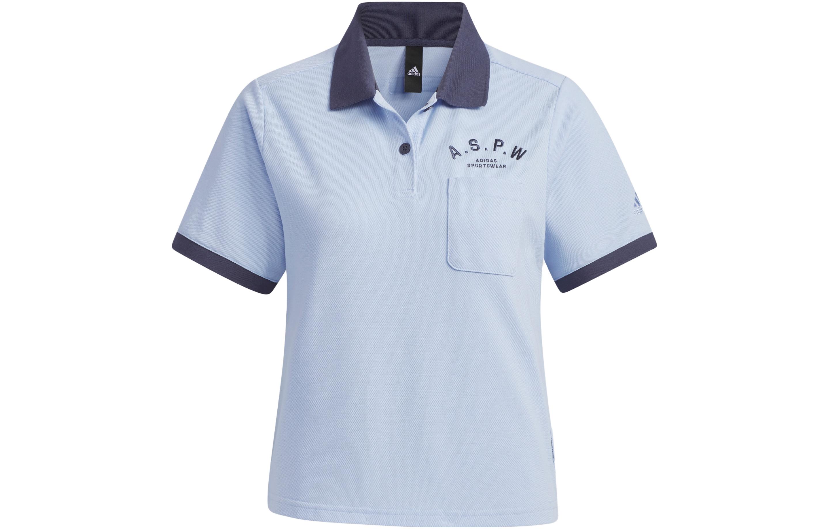 Adidas Polo Shirts Women s Light Pink Blue Polo Collar Moderate Straight Fit IP3942 XS