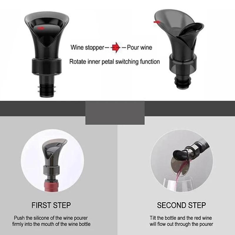Decantor de vin în formă de petală creativă, decantor de vin rapid, decantor de vin multifuncțional, inflator de vin roșu, dop de vin, decantor, dispenser durabil