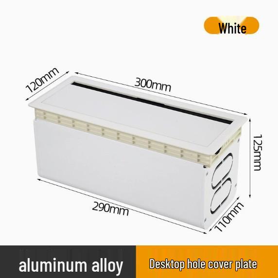 Dustproof Aluminum Cable Management Box: Flip-Top Desk Wire Cover Plate with Brush