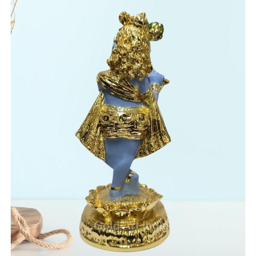 India Lord Krishna Idol | Gold Plated Krishna Statue | Standing Krishna Playing Basuri | Krishna ji for Pooja & Gifting |