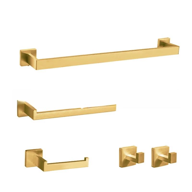 Yipan Light Luxury Stainless Steel Gold 5-Piece Bathroom Hardware Set