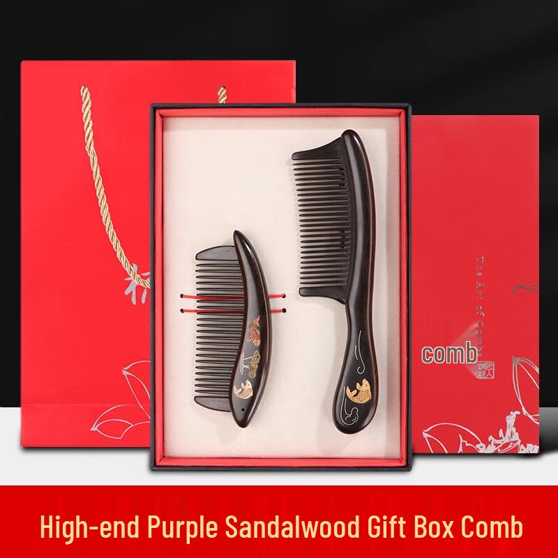 

Байдуоян Гребень из черного дерева с частыми зубьями и ручкой, инкрустированной рыбой