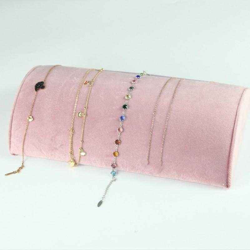 Pink Jewelry Display Props Elegant Jewelry Stand Velvets Fabric Material Jewelry Display Tray for Rings Earring Necklace