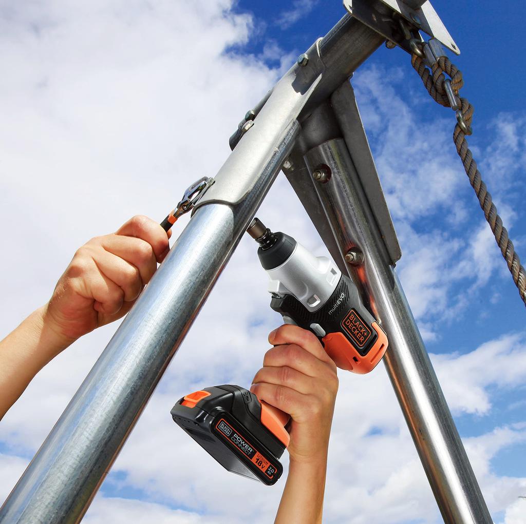 Cordless Multievo EVO185I1 Impact Driver DIY Power Tool Drilling Tightening Tool Dedicated Kit Box Included BLACK+DECKER Multi-Tool