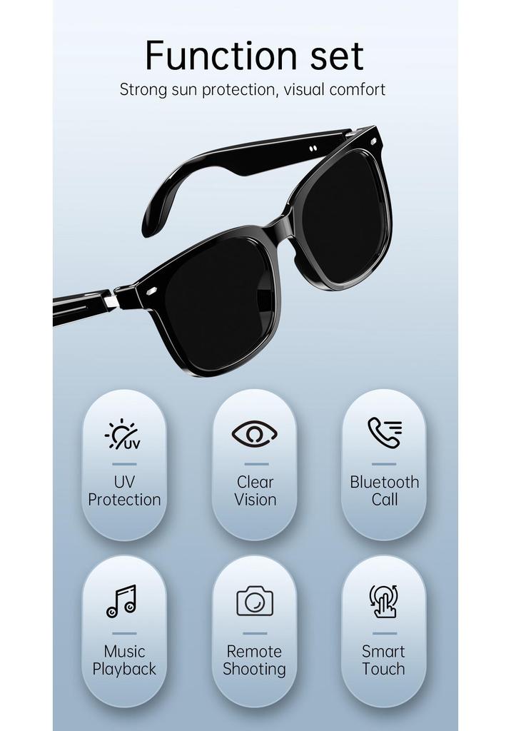 V6 Max Bluetooth Smart Glasses: Music, Calls, AI Assistant, UV Photochromic Lenses for Outdoor Sports