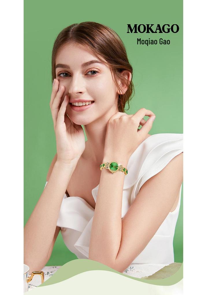 Mokago Women's Quartz Alloy Temperament Watch with Full Diamond Crown and Bracelet - Waterproof Light Luxury
