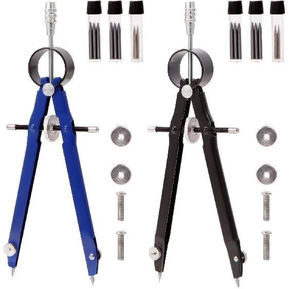 2pcs Compass for Geometry, Professional Drawing Compass,Metal Compass, Circle Compass Drawing Tool for Geometry, Math, Drafting, Drawing, Measuring,