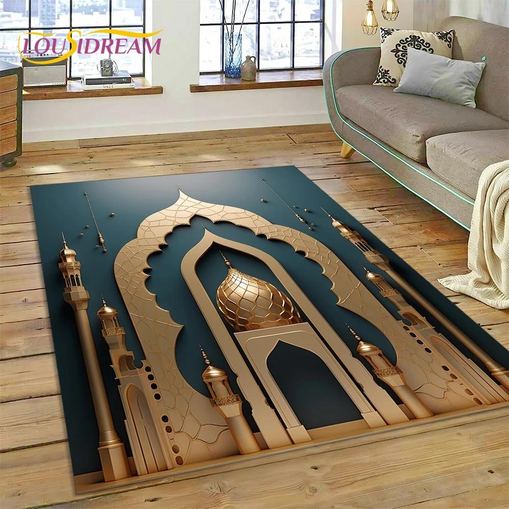 Tappetino in poliestere con mandala per preghiera musulmana islamica, ideale per soggiorno, camera da letto e decorazione per la casa, antiscivolo, perfetto come regalo per il divano.