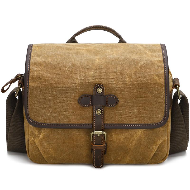 Rugged Wax Canvas Camera Messenger Bag DSLR Mirrorless Compact Cameras Men Women Outdoor Travel Vintage Style Shoulder