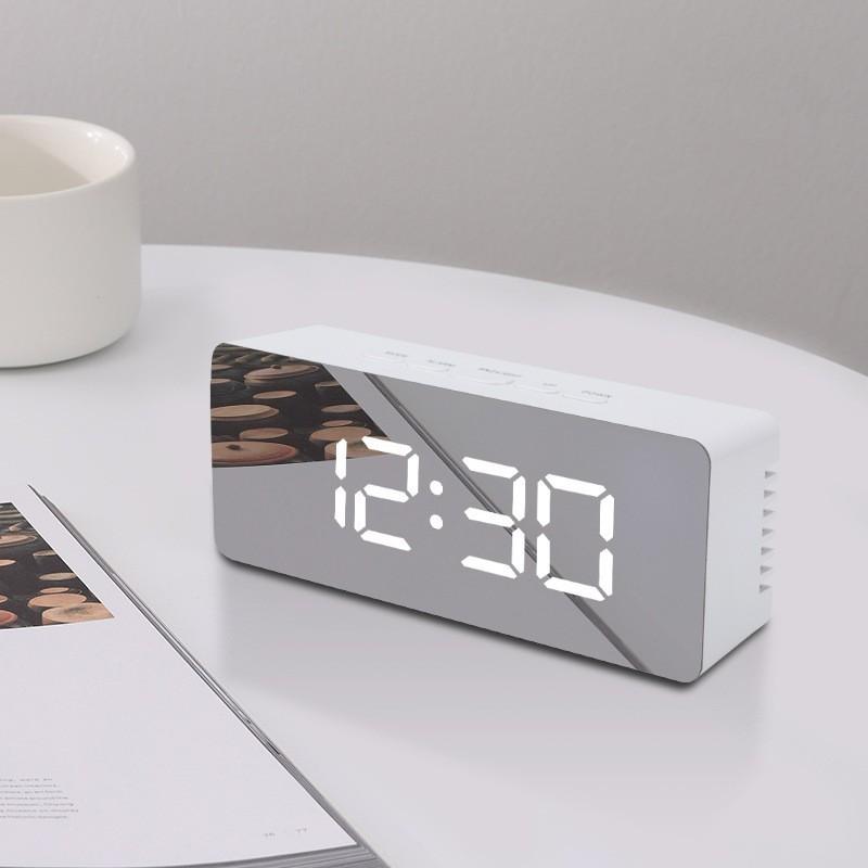 Simple Ins Style LED Digital Electronic Mirror Alarm Clock Desktop Small Alarm Clock Student-specific Children's Electronic Clock