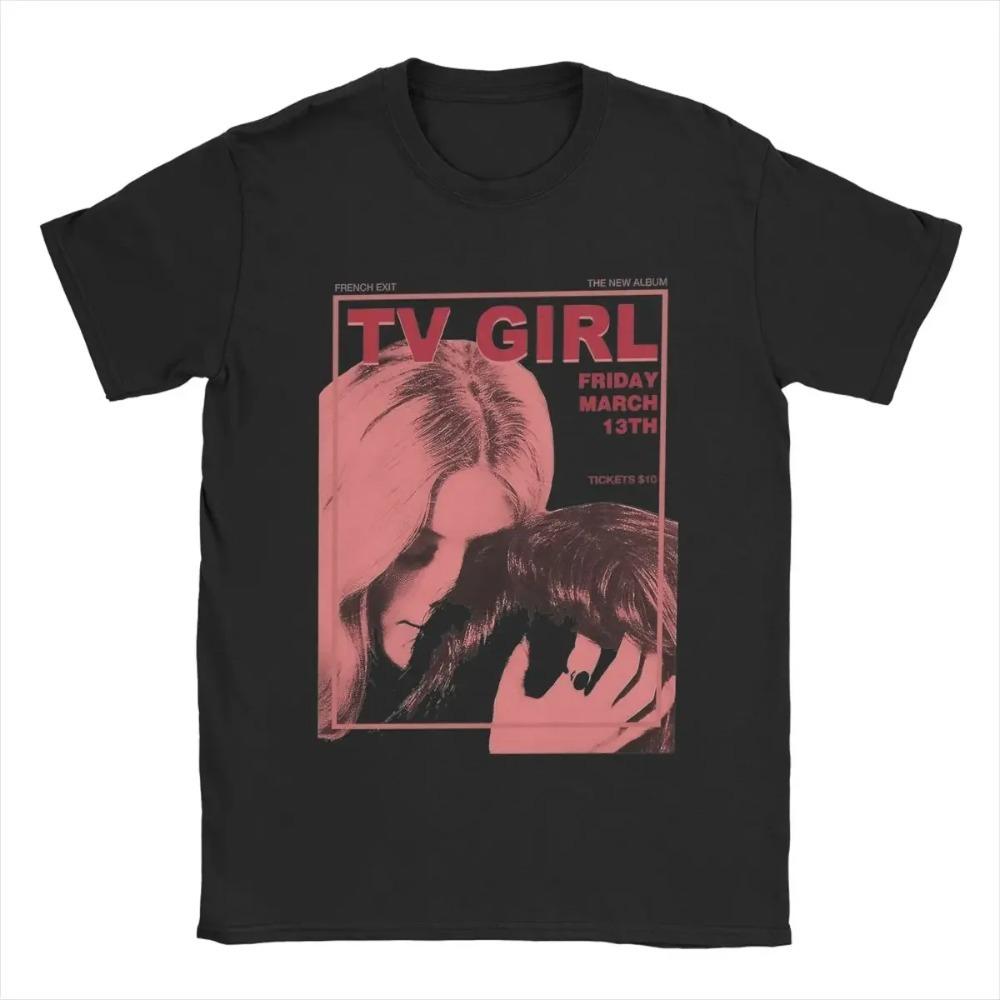 

Мужская футболка TV Girl French Exit, новинка, футболка с коротким рукавом и круглым вырезом, хлопковая одежда с принтом XXXXXL чёрный