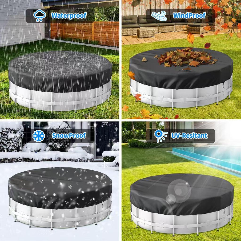 Round Oxford Cloth Outdoor Pool Cover - Dust, Sun, Rain, Leaf & Snow Protection