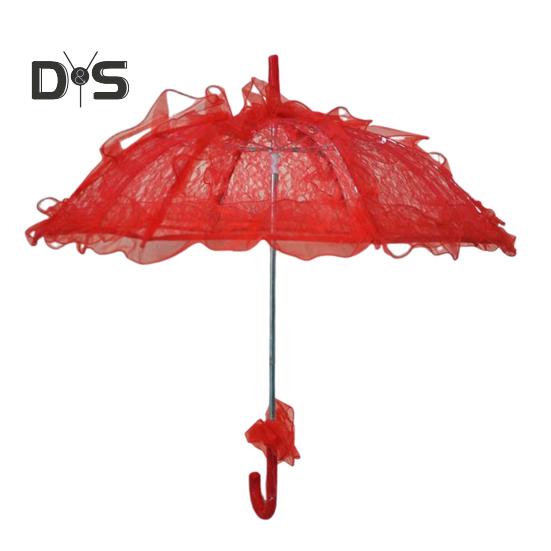 Vintage Lace Embroidery Umbrella Long Handle Lightweight Decorative Umbrella Wedding Party Bridal Dance Stage Performance Parasol Photography Props