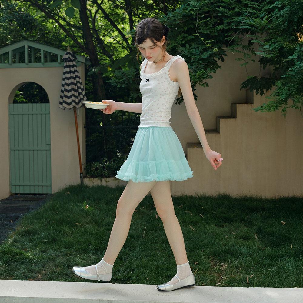 Ceme Adu Cest_Mesh Ruffle Mini Skirt