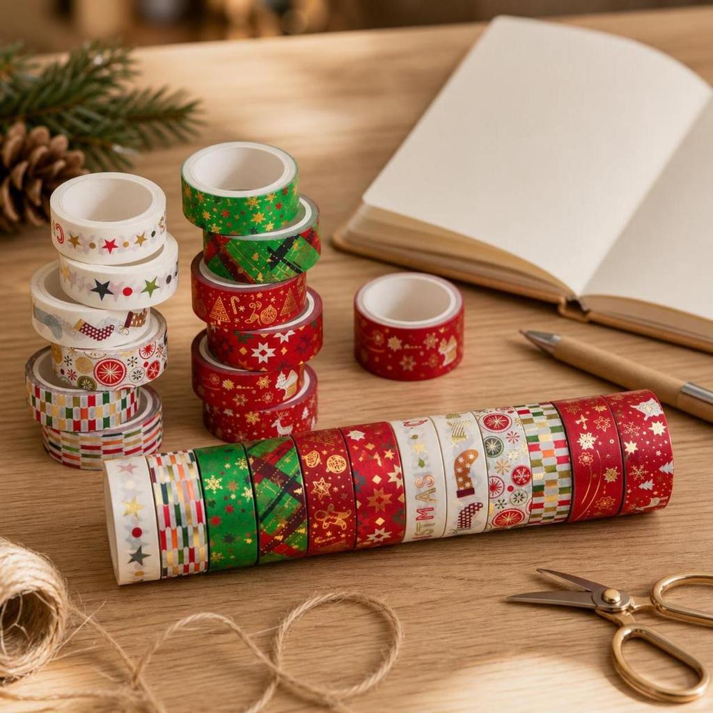 12 Pieces Decorative Washi Tape Long-Lasting Rolls Reflective