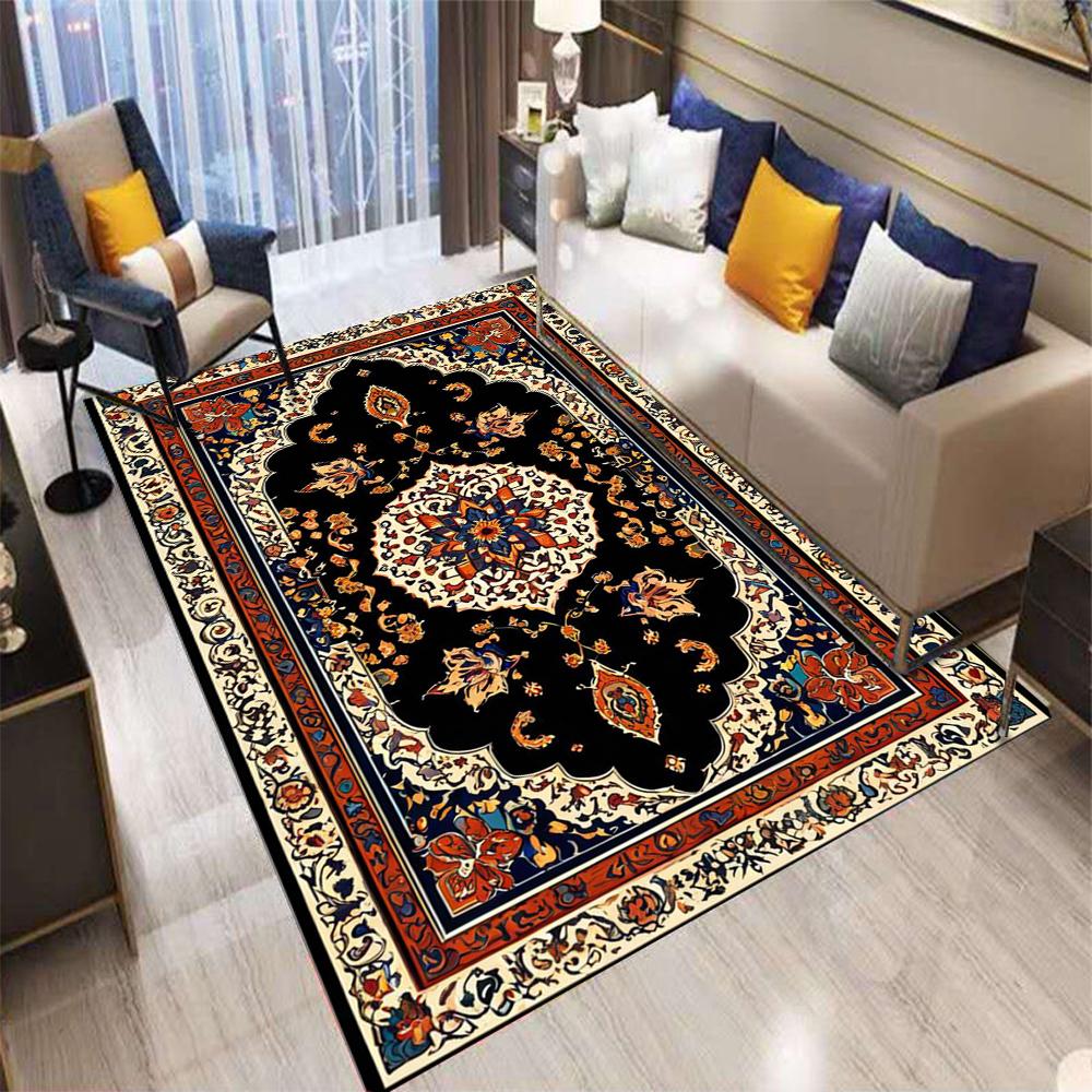 Retro Persia Carpet Flowers Non-Slip Rug for Living Room Sofa Bedroom Kitchen Entrance Home Decor 50X80CM