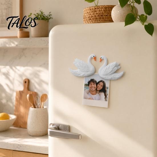 3D Fridge Magnet Couple Swan Shape Refrigerator Magnet, Resin Decorative Kitchen Magnets for Whiteboard Locker Door Heavy Duty