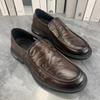 Casual Leather Shoes Men's New Spring British Leather One-pedal Loafers Men's Shoes Heightened Soft-soled Doudou Shoes