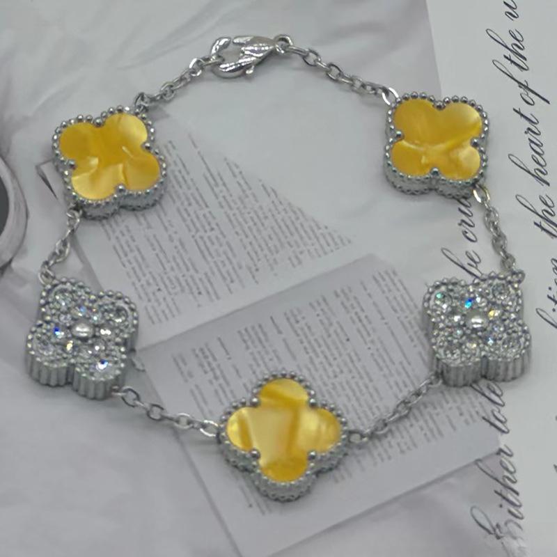 New Shiny Four-leaf Clover Bracelet Five-flower Fashion Sense Hand Jewelry Simple Jewelry