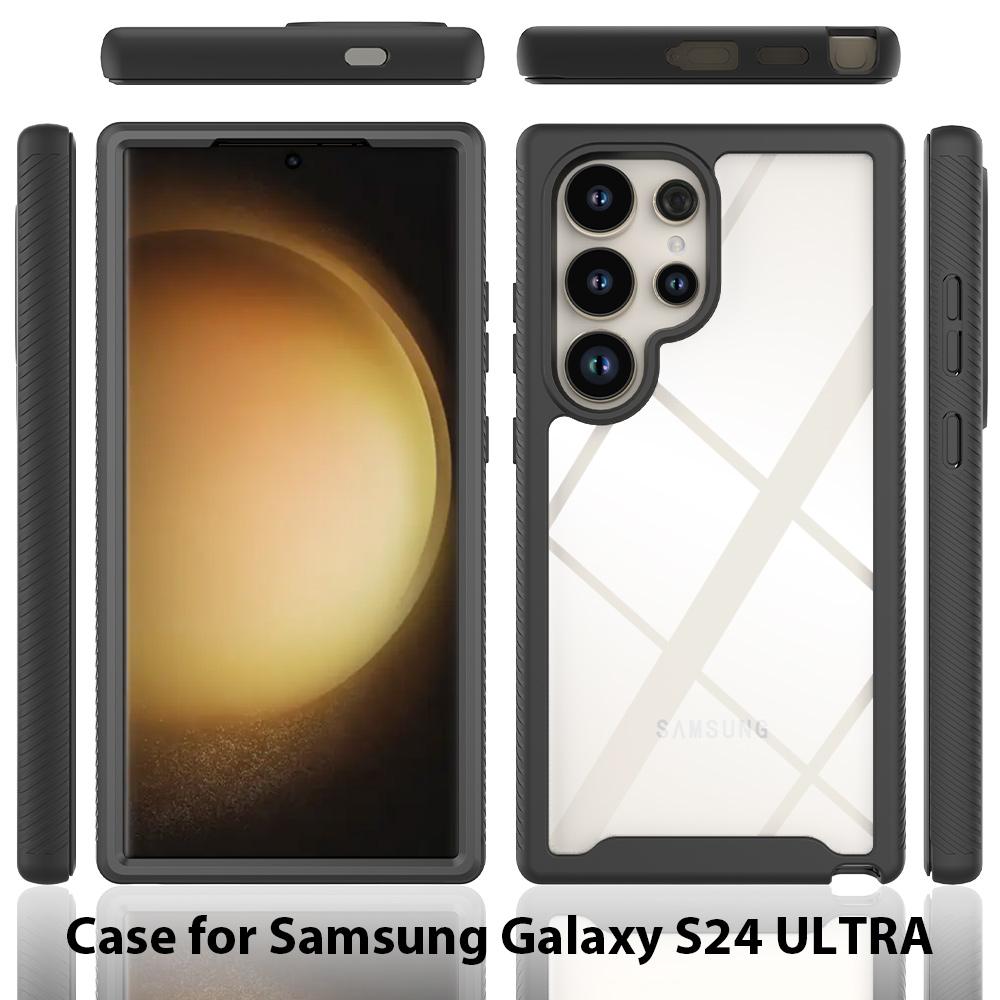 PET Screen Protector Armor Phone Case For Samsung Galaxy S25 Ultra S24 FE 5G S22 Plus Plastic TPU Frame Transparent Back Cover