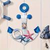 Nautical Wooden Wall Decor Vintage Blue White Coastal Wall Art with Starfish for Beach Theme Bathroom Living Room Bedroom Decor