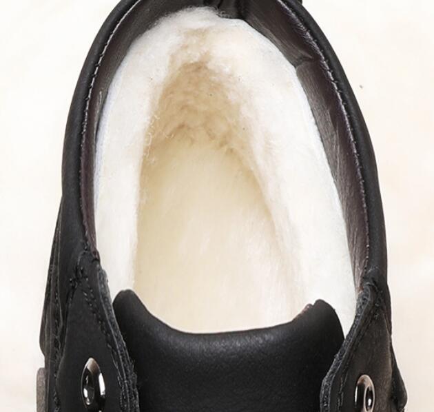 Fashion Outdoor Mountaineering Cotton Shoes Winter Men Cashmere and Thick Warm Cotton Leather Shoes Comfortable Ankle Snow Boots D73