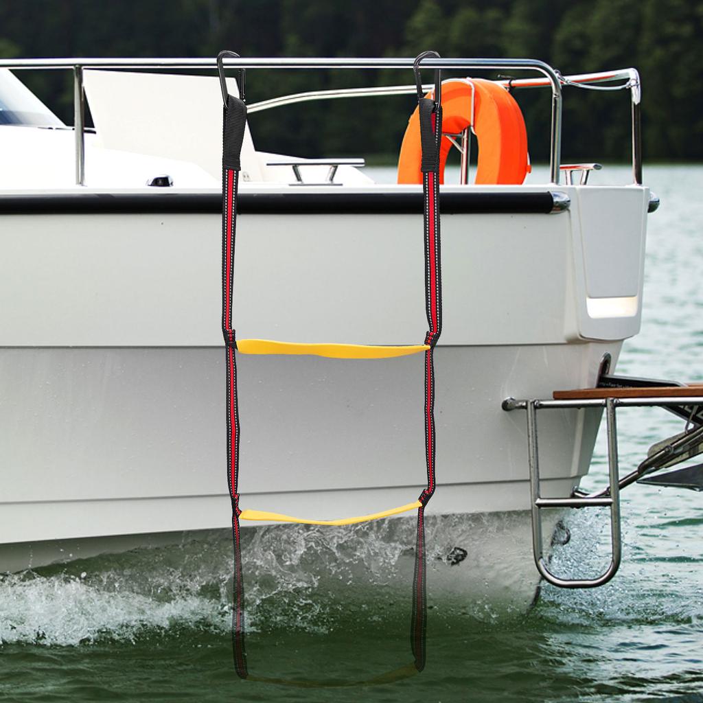 Boarding Step Ladder Folding Boat Ladder Portable 3 Step Boat Ladder Extension Nylon Ladder for Pontoon Inflatable Boat