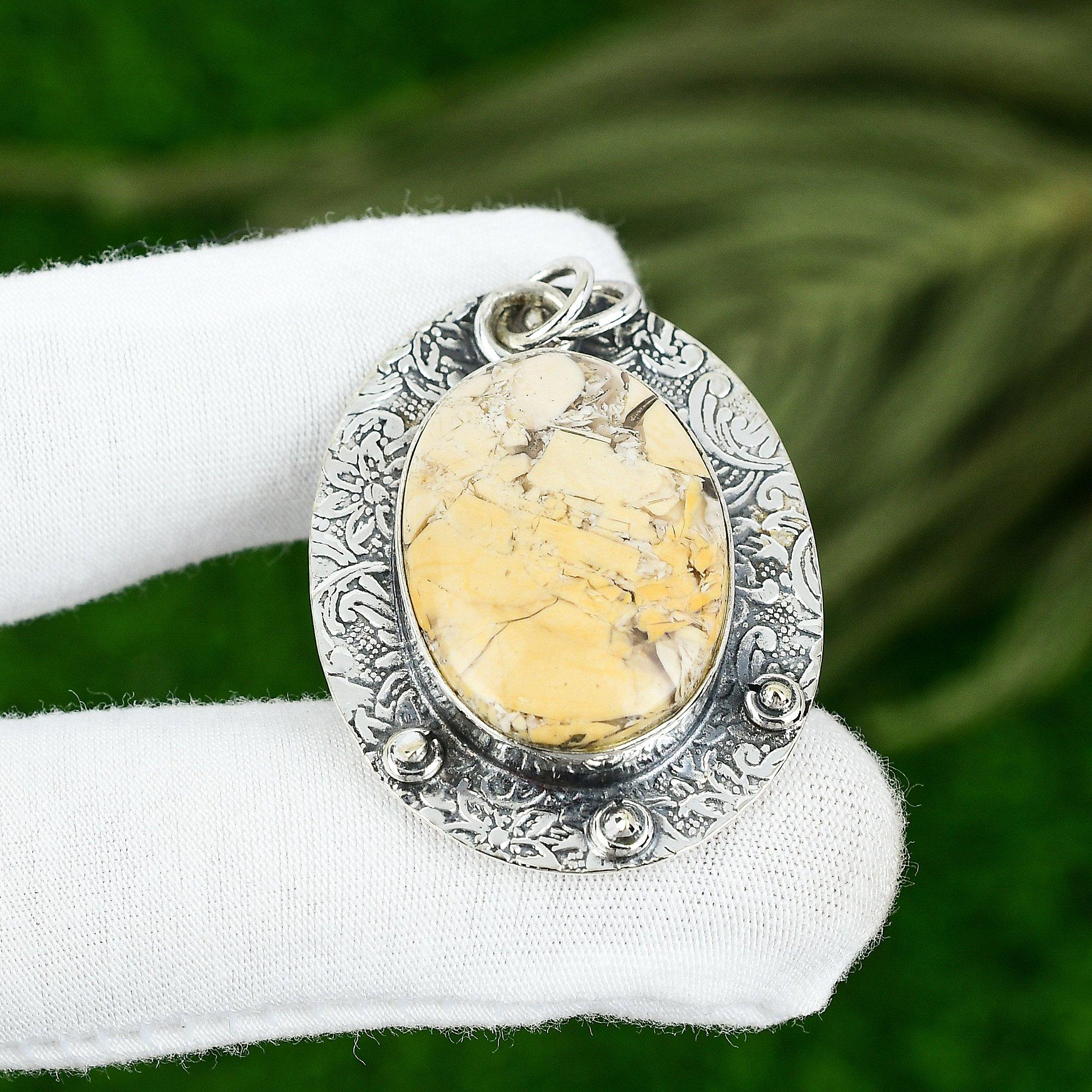 

925 Sterling Silver Brecciated Mookaite Stone Daughter Elegant Birthday Pendant