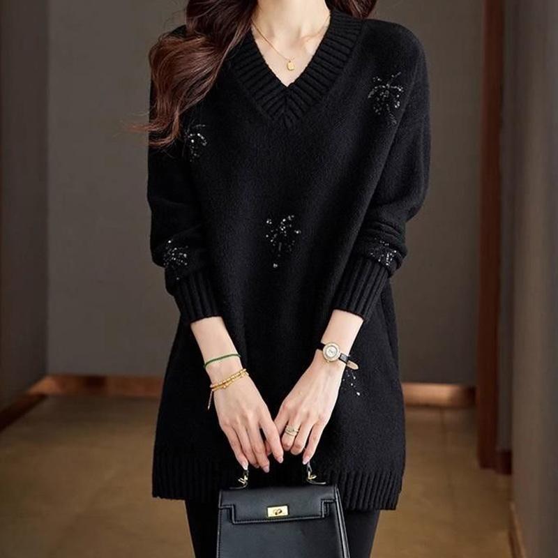 Sweater for Women Autumn Winter Thickened Pullover Warm Knitted Stretchy Long Sleeve Oversize Jumper Tops