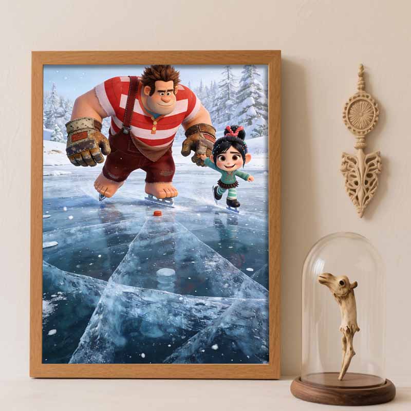 Disney DIY diamond painting 5d full diamond cross stitch Ralph Vanellope ice skating living room bedroom decorative painting Round 20x30cm