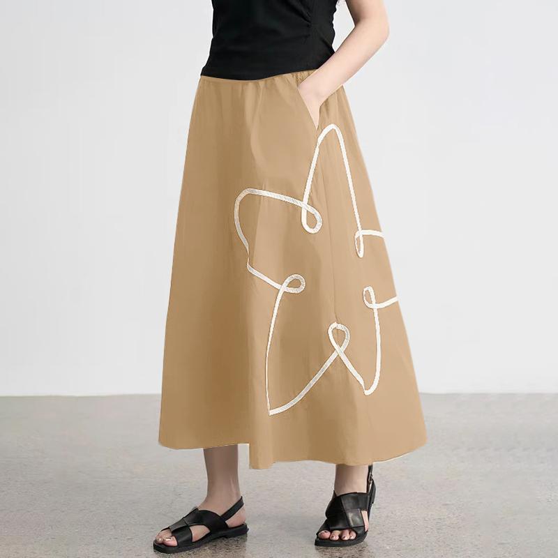 

ZANZEA Женские винтажные юбки А-силуэта свободного кроя с эластичной талией и цветочным принтом M хаки