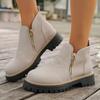 Damen Stiefeletten mit runder Zehenpartie in Überweite, Martin Boots mit Blockabsatz und Reißverschluss an der Seite, Herbst Winter Kurzstiefel für Damen