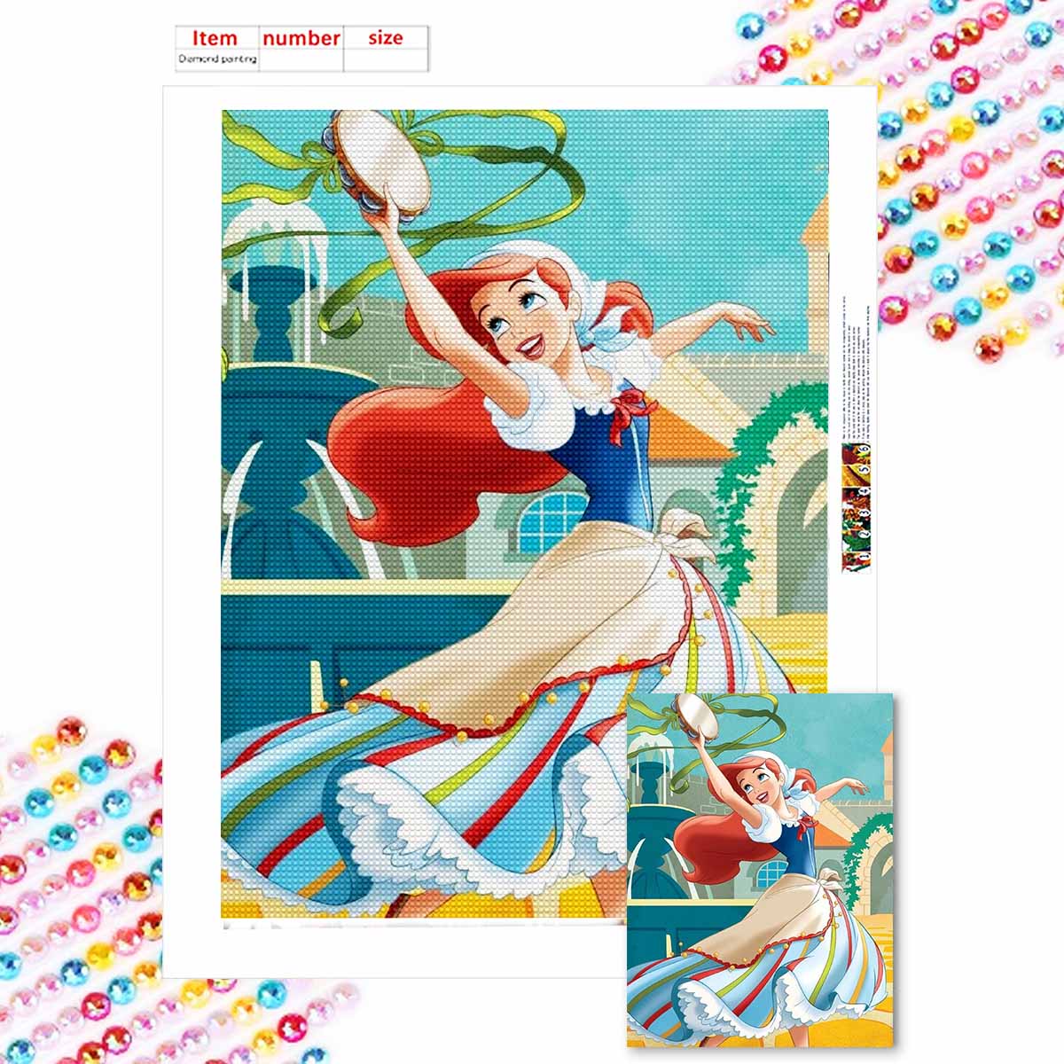 

5D Алмазная вышивка своими руками Танцующая принцесса Полная выкладка Стразы Мозаика Вышивка Изделия ручной работы Домашний декор Подарок Round 20x30cm