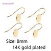 Brass Metal Round Tray Earring Hooks 14K Gold Plated Ear Wire Hooks DIY Pearl Earring Making Accessory Fashion Jewelry For Women