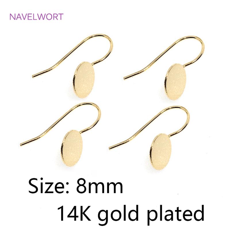 Brass Metal Round Tray Earring Hooks 14K Gold Plated Ear Wire Hooks DIY Pearl Earring Making Accessory Fashion Jewelry For Women