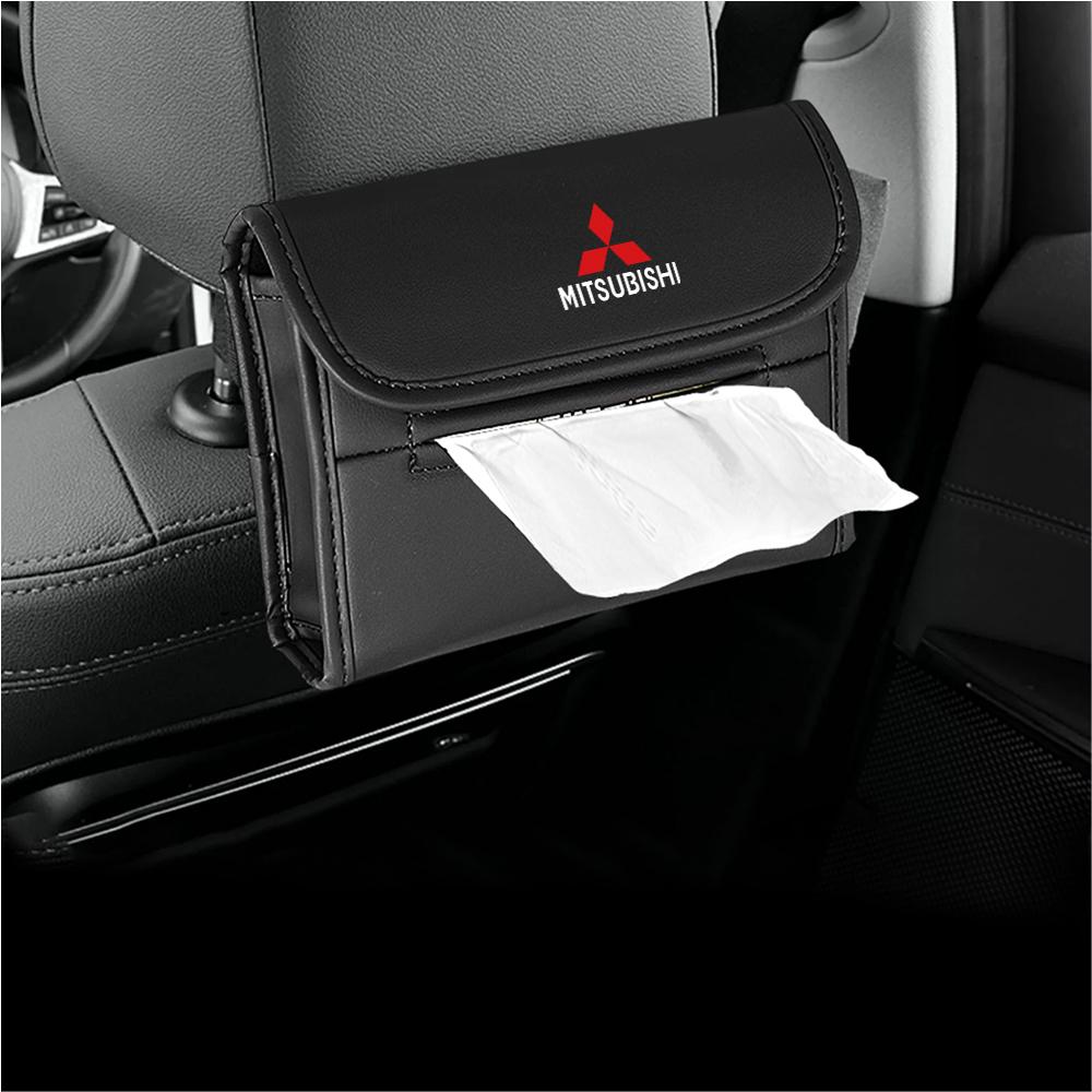 nlvc3 Car Tissue Box Car Seat Back Tissue Hanging Storage Bag For Mitsubishi ASX EVO Lancer EX Montero Mirage Outlander Grandis Pajero