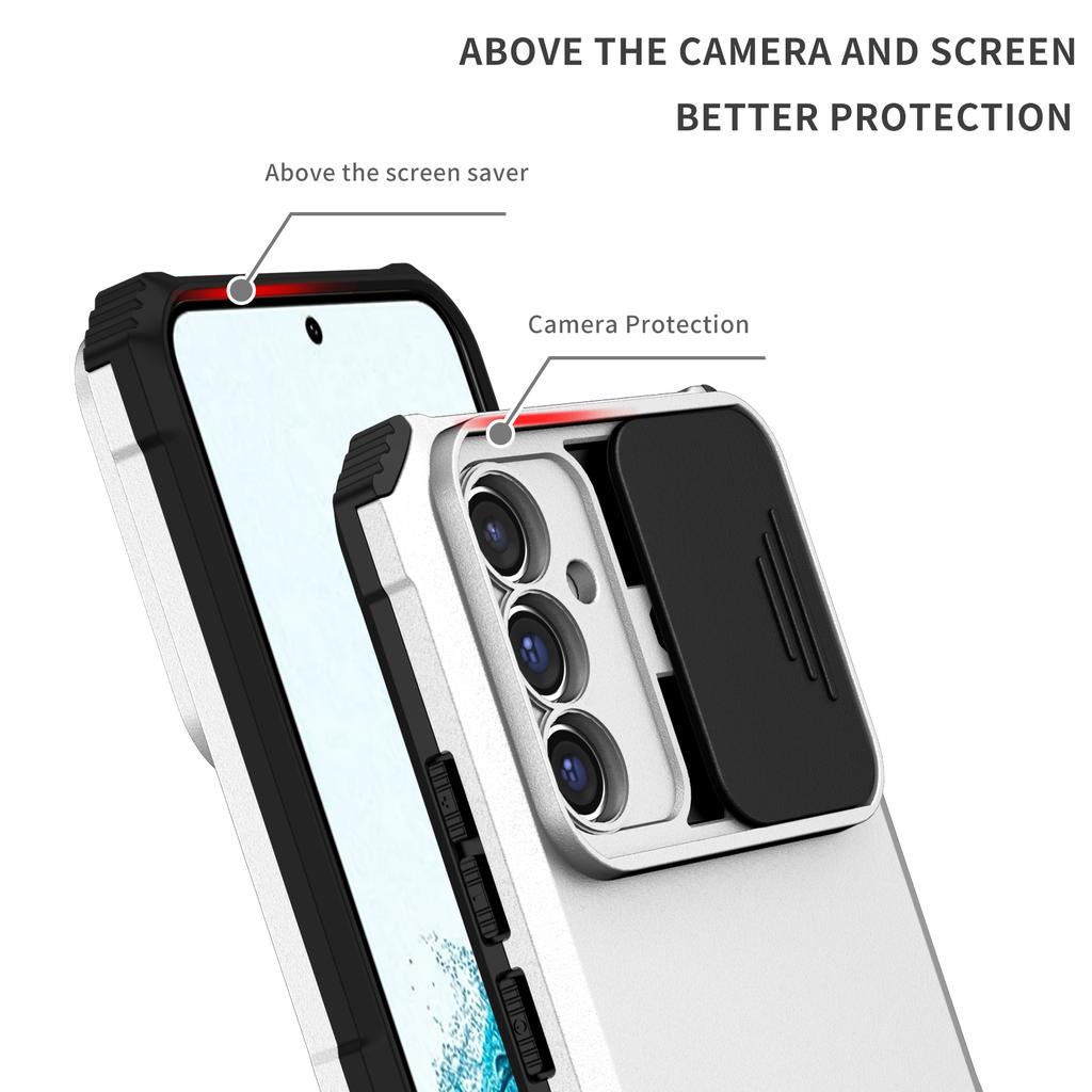 For Samsung Galaxy A36 5G Case Camera Slider PC+TPU Phone Cover with Kickstand