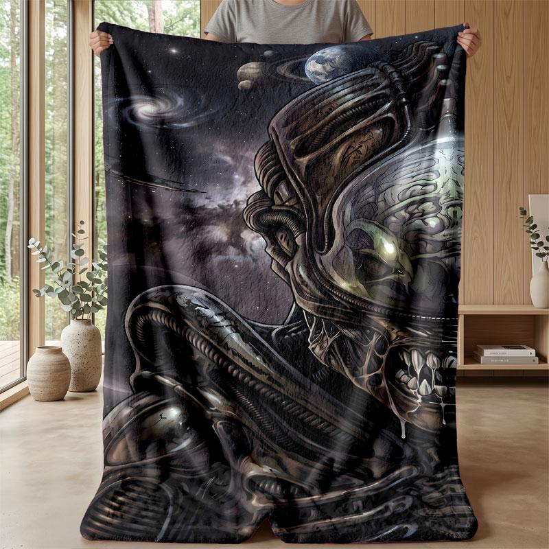 Soft Flannel Blanket Lightweight Cozy Bedroom Living Room CoverAlien Xenomorph