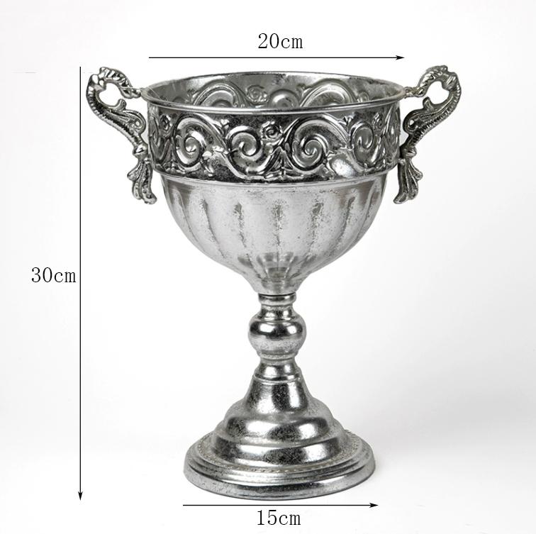 Vintage Klassisk Silverjärn Blombukett Dekoration Hemrum Bord Blomkruka Prydnader Kontor Butik Blomsterarrangemang Hantverk