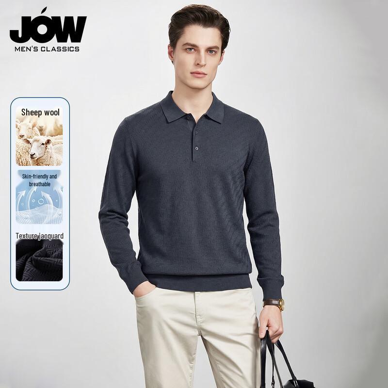 

JOW Men s Textured Lambswool Long-Sleeve Polo Shirt 170/M
