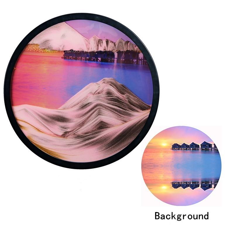 24inch Wall Hanging Moving Sand Painting Art Picture Round Glass Deep Sea Sandscape In Motion Flowing Sand Frame Sand Painting