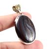 Natural Iron Tiger's Eye Gemstone 925 Sterling Silver Two Tone Pendant 2.2" y0l46