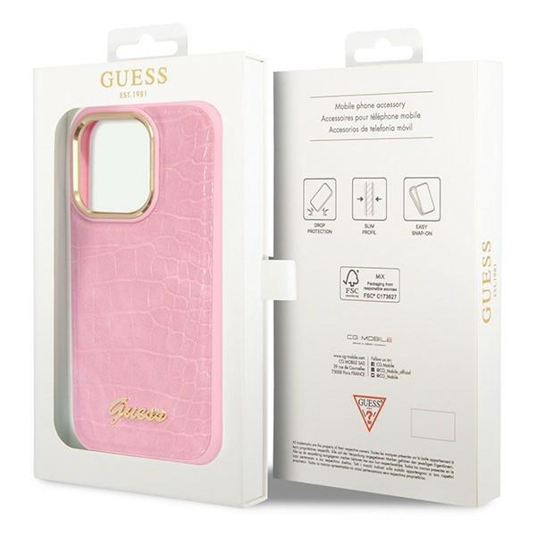 Guess Guhcp14Lhgcrhp Iphone 14 Pro 6,1 Różowy/Pink Hardcase Croco Collection
