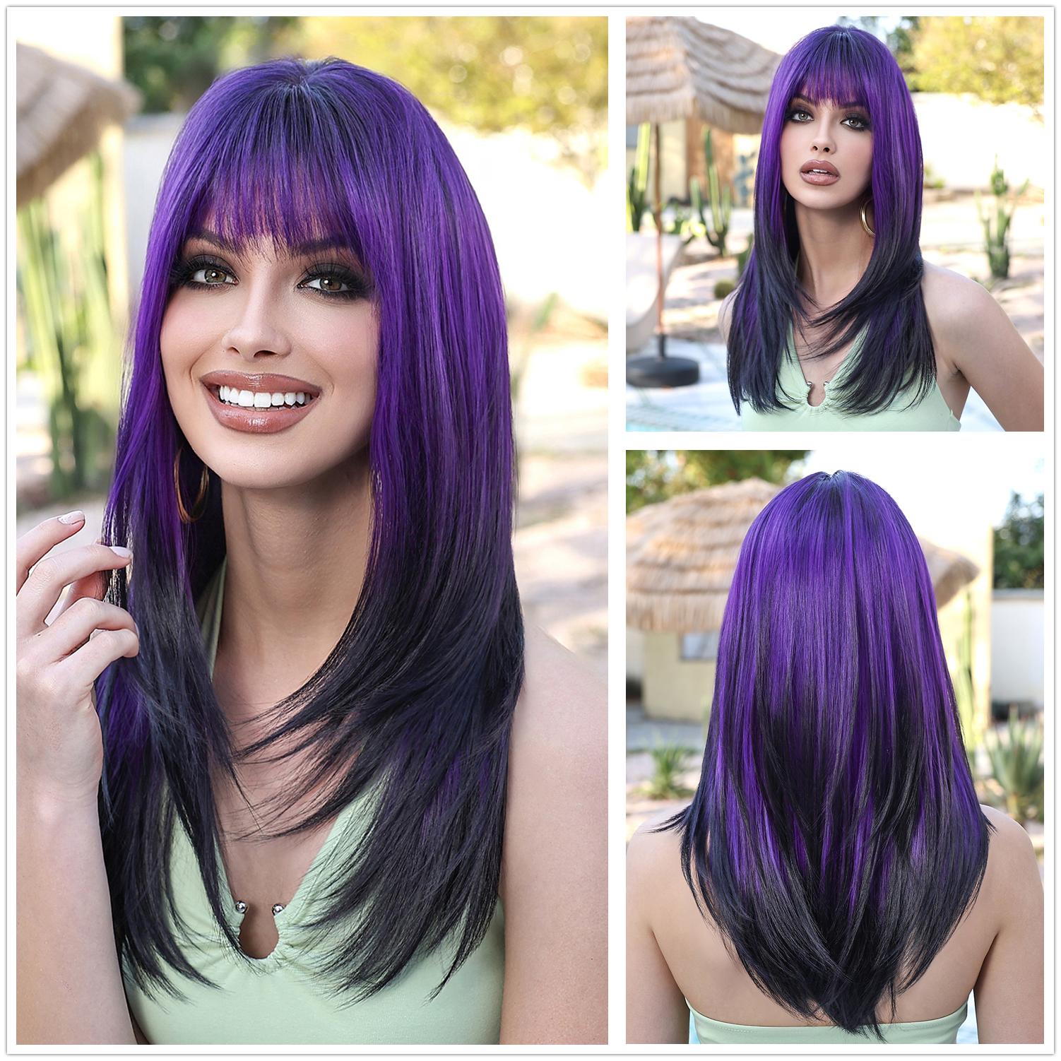 

Блондинка-единорог, длинные коричневые блондинки, прямые синтетические парики с челкой, повседневные вечерние парики для косплея для женщин, термостойкие волокна волос