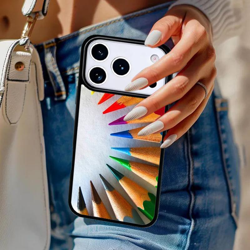 Rainbow Colorful Pencils Phone Case For iPhone 17 Air 14 15 13 12 Max Cover For Apple 16e 11 Pro Max Plus Coque