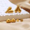 St. Delan Korean Style Heart-Shaped Gold Plated Stainless Steel Stud Earrings